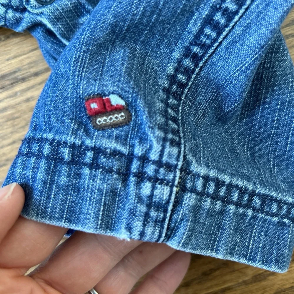 Vintage Gymboree in the forest denim overalls baby boys jean Size 6-12m